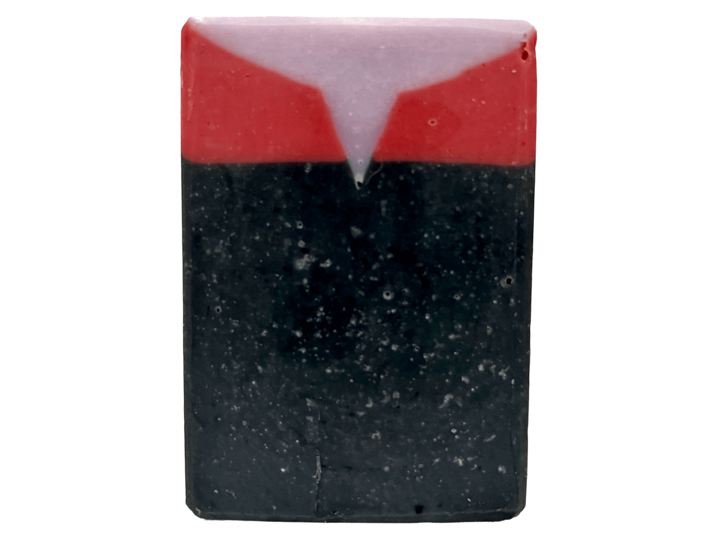 A black, red, and purplish-grey bar of soap inspired by Captain Kathryn Janeway from Star Trek: Voyager. It is scented with an espresso martini fragrance.