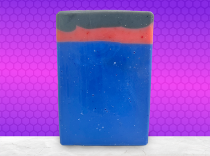 A blue, red and black bar of soap inspired by the uniforms work by the crew on Star Trek: Enterprise. The scent is salt water, a refreshing scent inspired by Jonathan Archer's love for water polo.