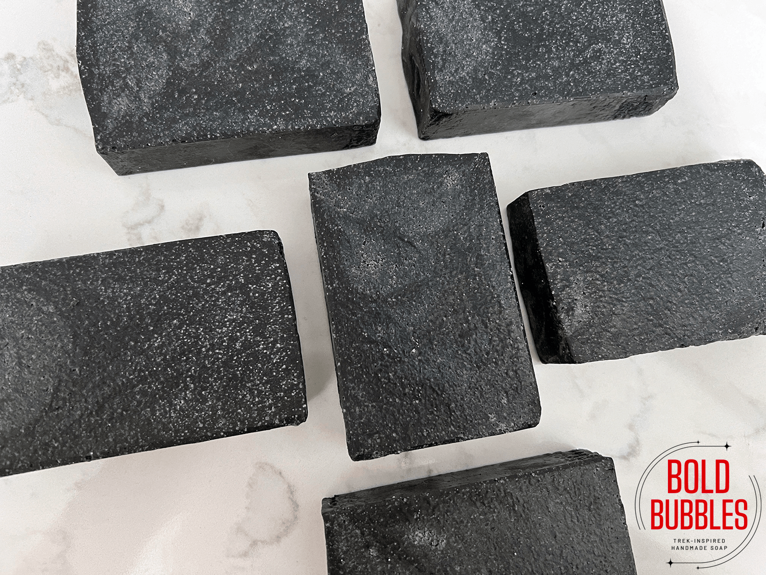 A luxurious salt bar colored with activated charcoal. Its appearance is inspired by Armus, the character that killed Tasha Yar in Star Trek: The Next Generation.