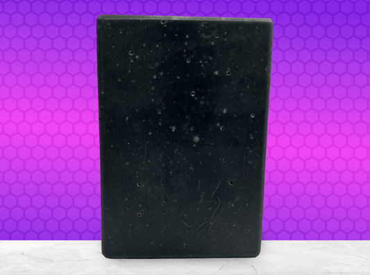 A black bar of activated charcoal soap inspired by the character Armus from Star Trek: TNG. 