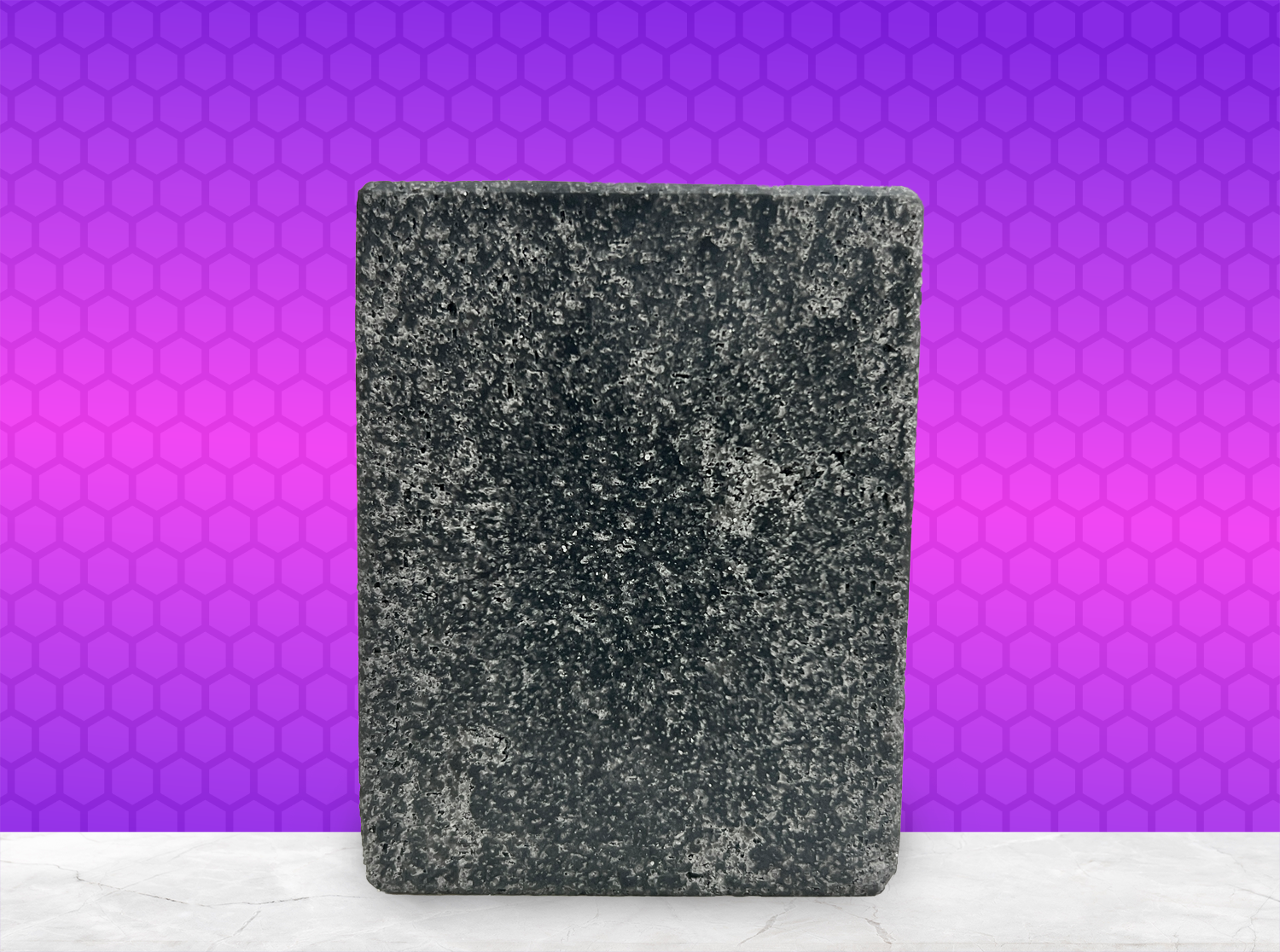 A black salt bar soap inspired by the character Armus from Star Trek: TNG. Salt bars are known for producing an extra luxurious, creamy latehr. The soap has a delicious black raspberry vanilla scent.