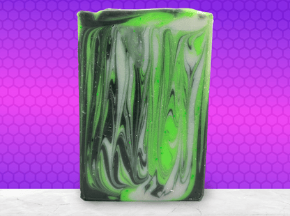 Vertical swirls of green, black and gray make up this soap inspired by the Borg from Star Trek TNG, Voyager, and more. The scent is a tempting unisex blend of earthy and floral notes. Do it: tempt your flesh!