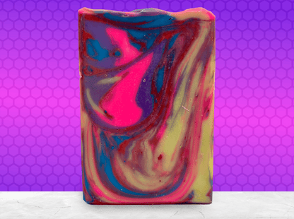 The swirled colors of this soap are inspired by the bright colors of Jake Sisko's attire on Star Trek: Deep Space Nine. The scent is "orange paradise," a ray of sunshine for your sonic shower!