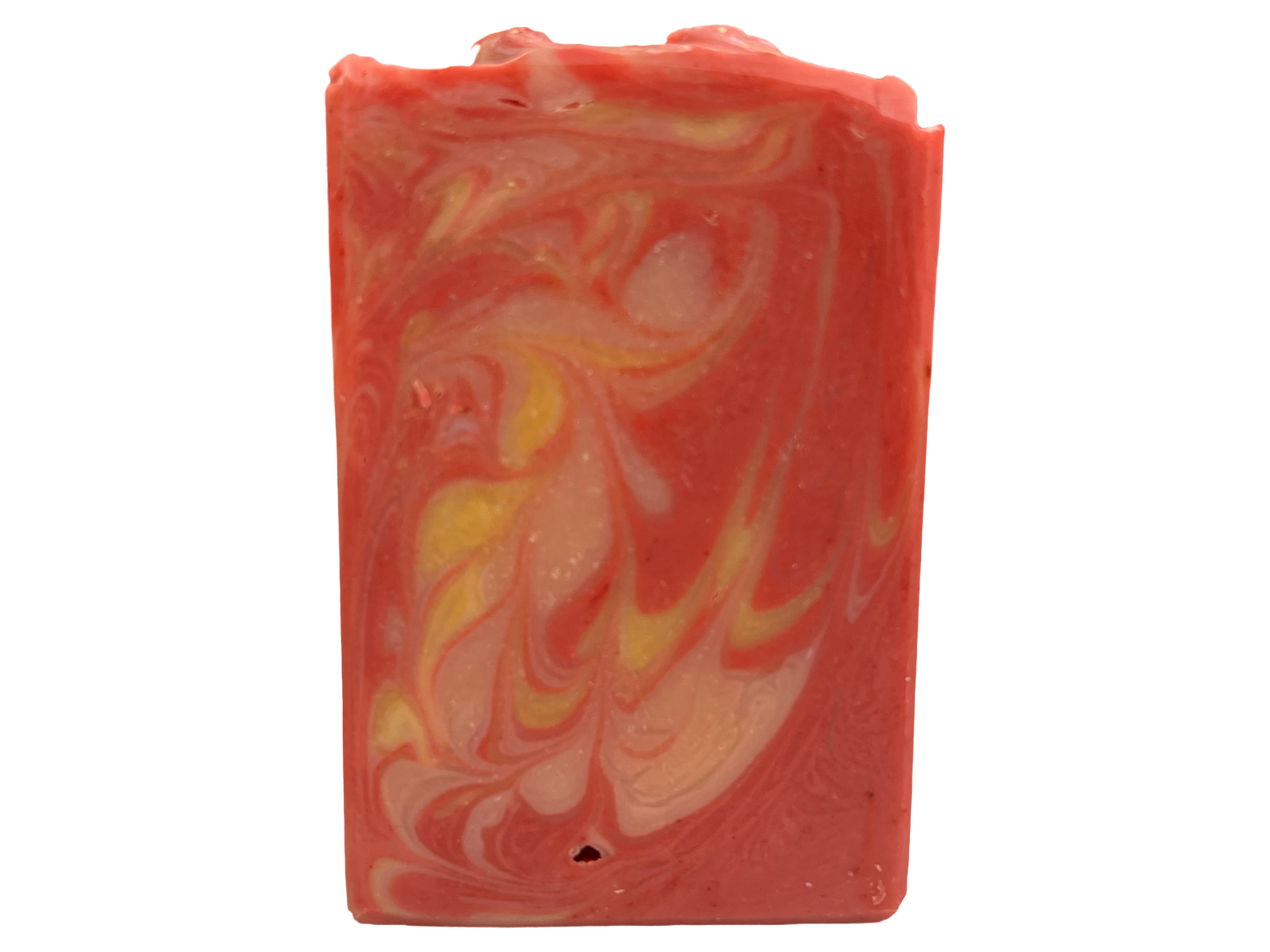 A bar of soap with swirls of red, gold, and cantalouple, inspired by the uniform Kira Nerys wore on Star Trek: Deep Space Nine. The scent is sugar and spice. 
