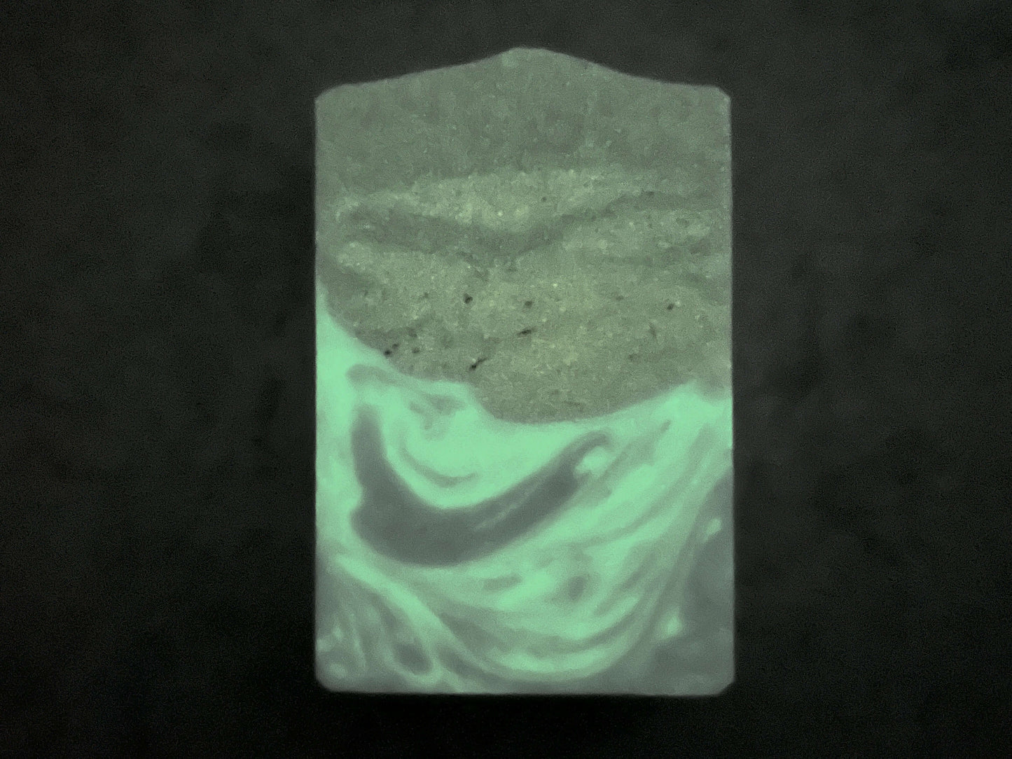 Purple and blue soap in honor of Murf on Star Trek: Prodigy that glows in the dark.