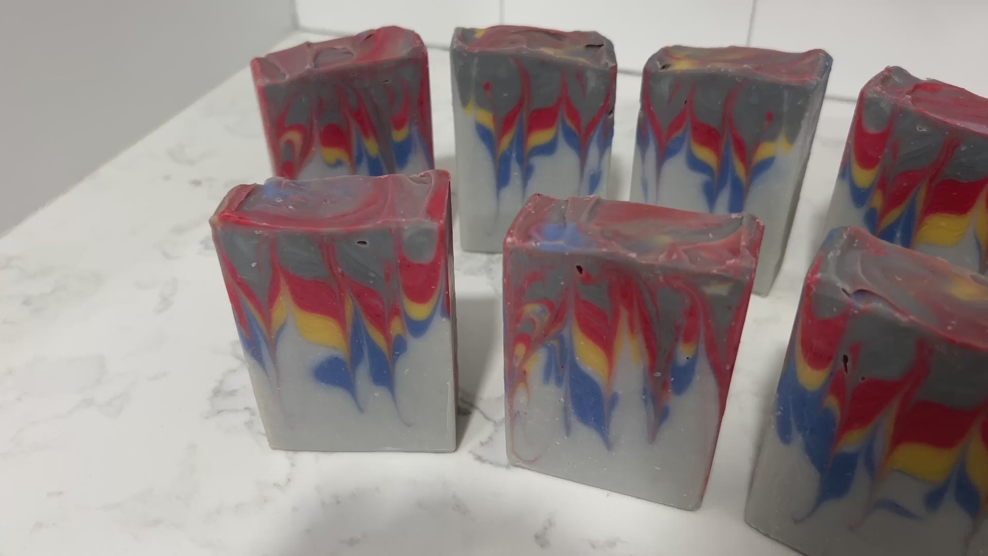 Bars of soap inspired by the grey, blue, yellow, and red sweater Wesley Crusher wore in Star Trek: The Next Generation. The scent is a dynamic unisex blend of citrus, floral, and earthy notes.