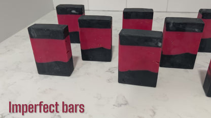 Imperfect bars of red and black soap inspired by the uniforms worn on Star Trek: The Next Generation. These bars are scented with sensuous sandalwood, in honor of Commander Riker.