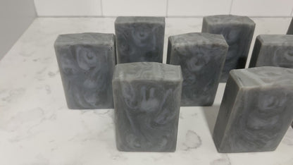 Swirled bars of unscented soap with two shades of grey. They are inspired by Garak from Star Trek: Deep Space Nine.