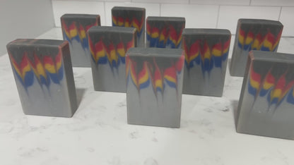 Bars of soap inspired by the grey, blue, yellow, and red sweater Wesley Crusher wore in Star Trek: The Next Generation. The scent is a dynamic unisex blend of citrus, floral, and earthy notes.