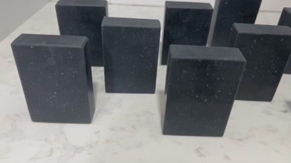 Black bars of activated charcoal soap inspired by the character Armus from Star Trek: TNG. 