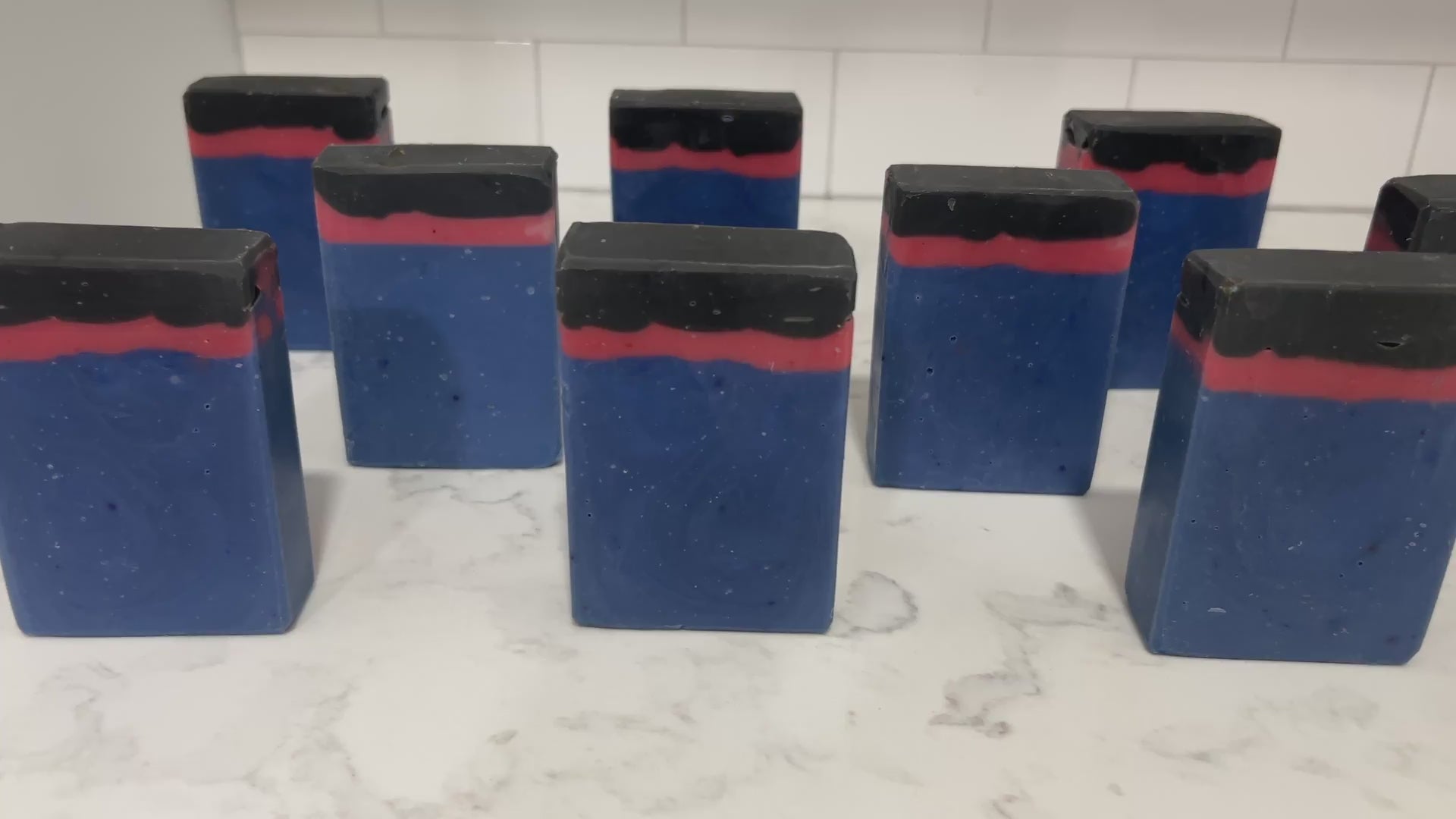 Bars of blue, red and black soap inspired by the uniforms worn on the show Star Trek: Enterprise. The Kentucky bourbon scent is inspired by Trip and Reed's near-death experience in the episode "Shuttlepod One."