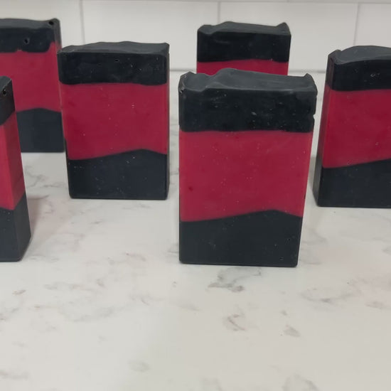 Bars of red and black soap inspired by the uniforms worn on Star Trek: The Next Generation. These bars are scented with sensuous sandalwood, in honor of Commander Riker.
