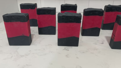 Bars of red and black soap inspired by the uniforms worn on Star Trek: The Next Generation. These bars are scented with sensuous sandalwood, in honor of Commander Riker.