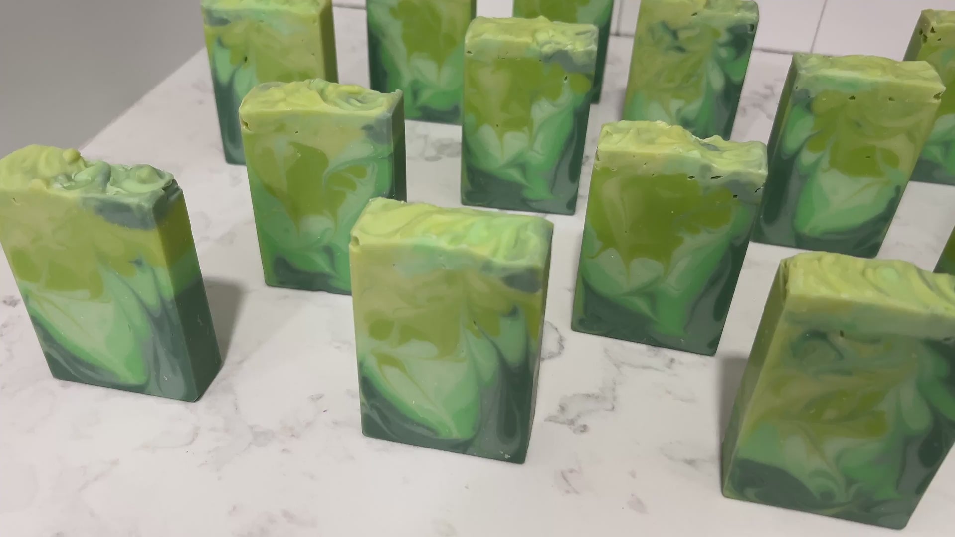 Bars of a seven-color green swirled soap made with an intoxicating fresh lime fragrance. It is inspired by the Seven of Limes drink mentioned in Star Trek: Discovery.