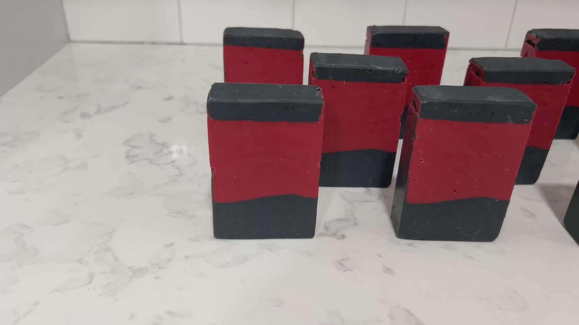 Bars of red and black soap inspired by the uniforms worn on Star Trek: The Next Generation. These bars are scented with sensuous sandalwood, in honor of Commander Riker.