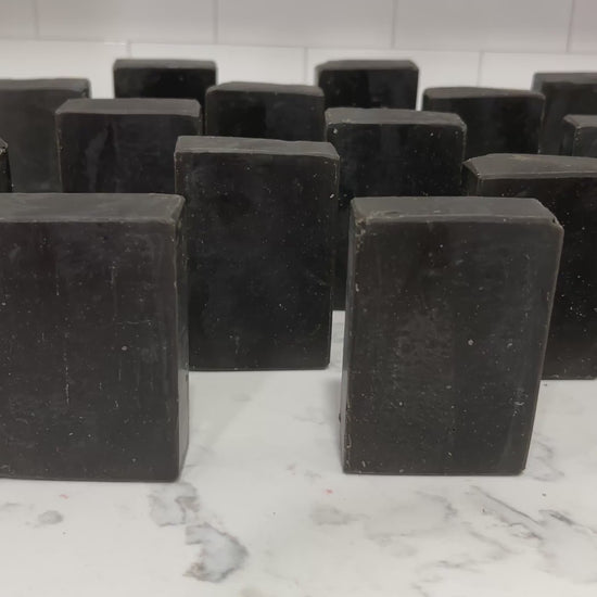 Bars of pine tar soap inspired by the character Armus from Star Trek: TNG, which looked like a tar pit. The soap is scented with eucalyptus essential oil.