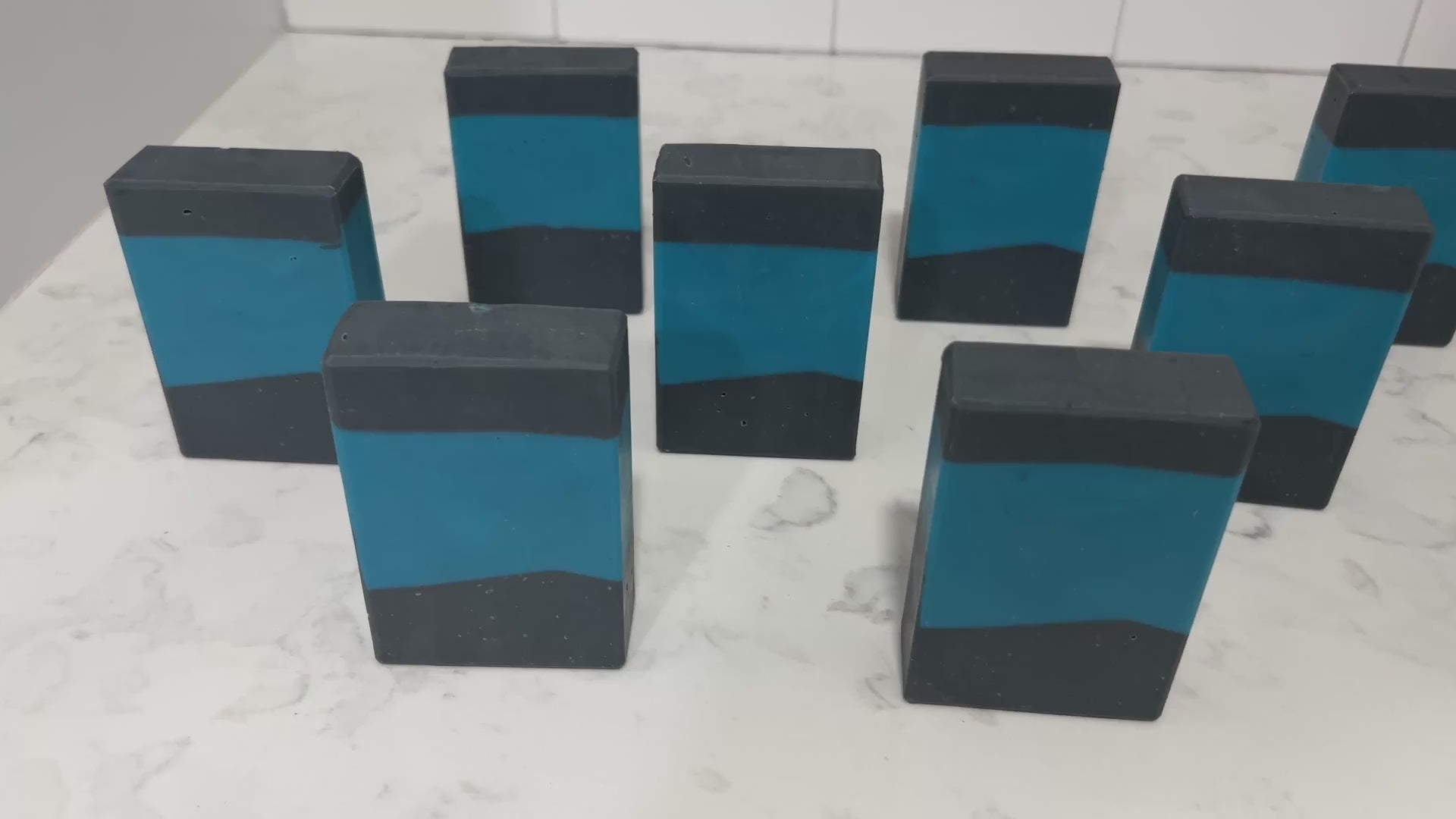 Bars of blue and black soap inspired by the design of the iconic uniforms worn on Star Trek: The Next Generation. The scent is wild rose in honor of Dr. Beverly Crusher.
