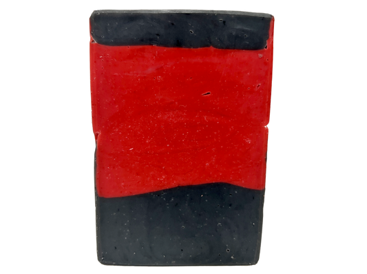 A bar of red and black soap inspired by the uniforms worn on Star Trek: The Next Generation. These bars are scented with sensuous sandalwood, in honor of Commander Riker.