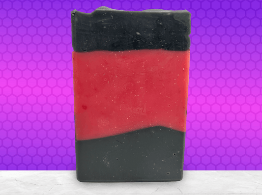 A bar of red and black soap inspired by the uniforms worn on Star Trek: The Next Generation. These bars are scented with sensuous sandalwood, in honor of Commander Riker.