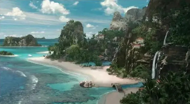 The beaches of Risa, a relaxing getaway where Starfleet officers enjoy taking their shore leave.