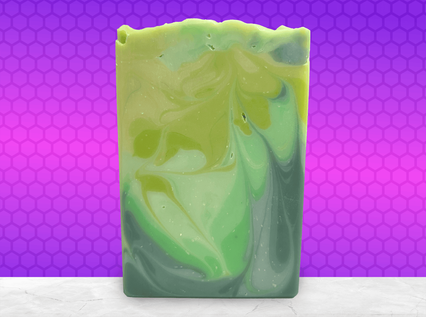 A seven-color green swirled soap made with an intoxicating fresh lime fragrance, and a little lime garnish on top. It is inspired by the Seven of Limes drink mentioned in Star Trek: Discovery.