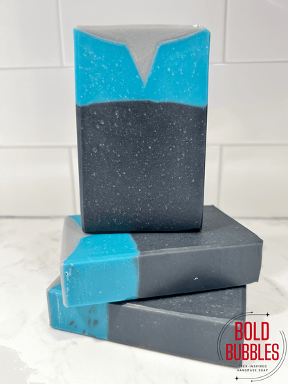 Soap designed in the Star Trek '90s-style uniform, with blue on the shoulders for Jadzia Dax.